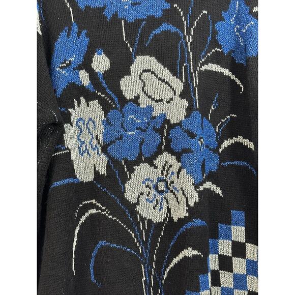 Vintage Distinctly Different Sweater Black, Blue And Silver Metallic Size 24W - Picture 6 of 9